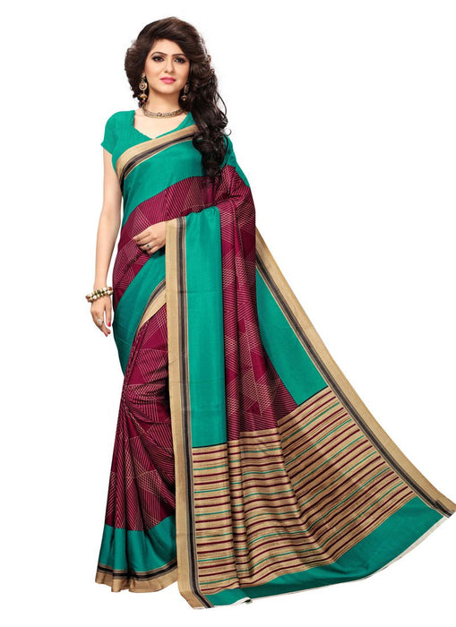 Magenta, Turquoise, Multi Color  Art Silk (Vichitra Silk) Saree only in Bigswipe