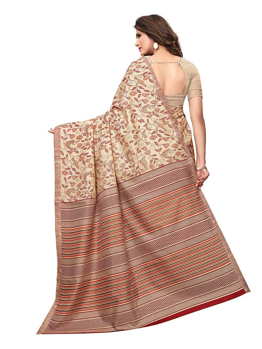 Beige, Maroon, Multi Color Vichitra Silk (Art Silk) Saree only in Bigswipe