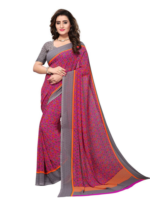 Pink, Grey Color  Georgette Saree only in Bigswipe