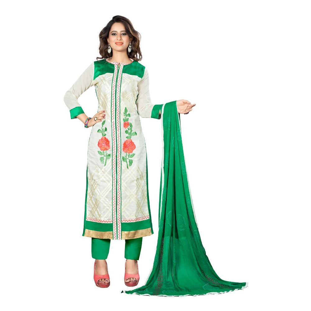 Chanderi Fabric White Color Dress Material only in Bigswipe