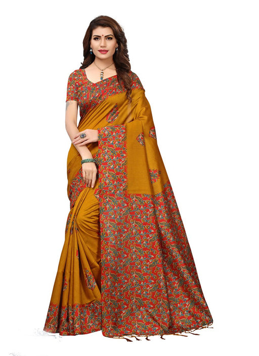 Mustard, Multi Color  Art Silk Saree only in Bigswipe