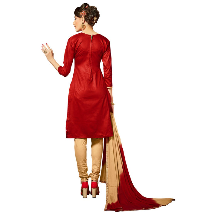 Glaze Cotton Fabric Red Color Dress Material only in Bigswipe