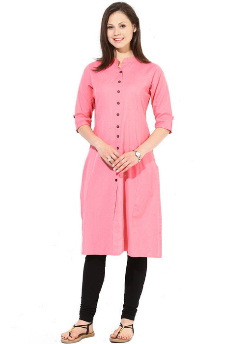 Peach Color Buttons Rayon Kurti only in Bigswipe