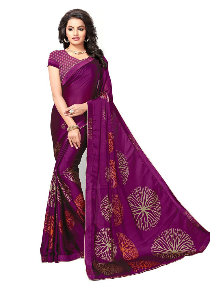 Magenta, Beige, Orange Color  Chiffon Georgette Saree only in Bigswipe