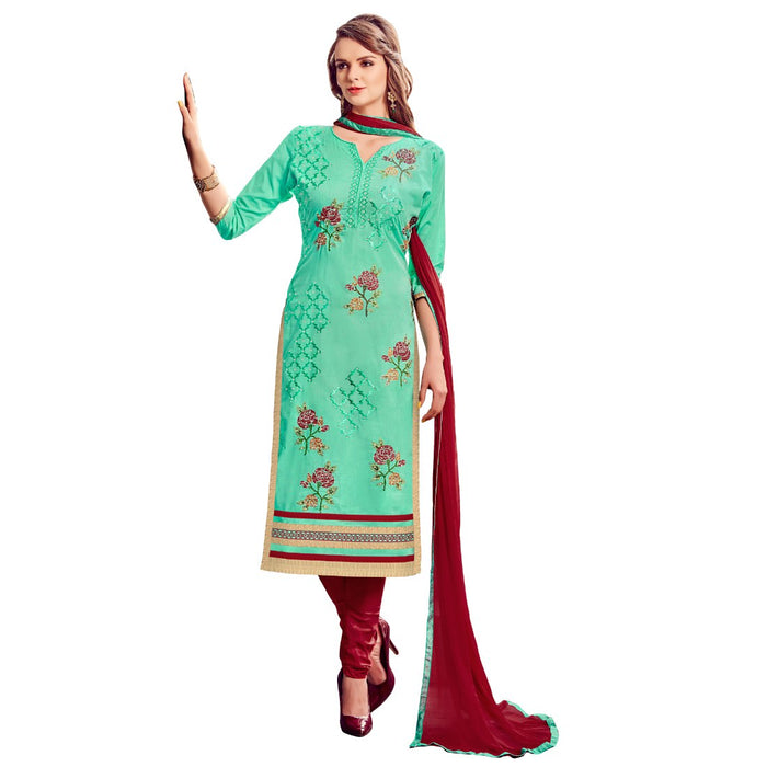 Cotton Fabric See Green Color Dress Material only in Bigswipe