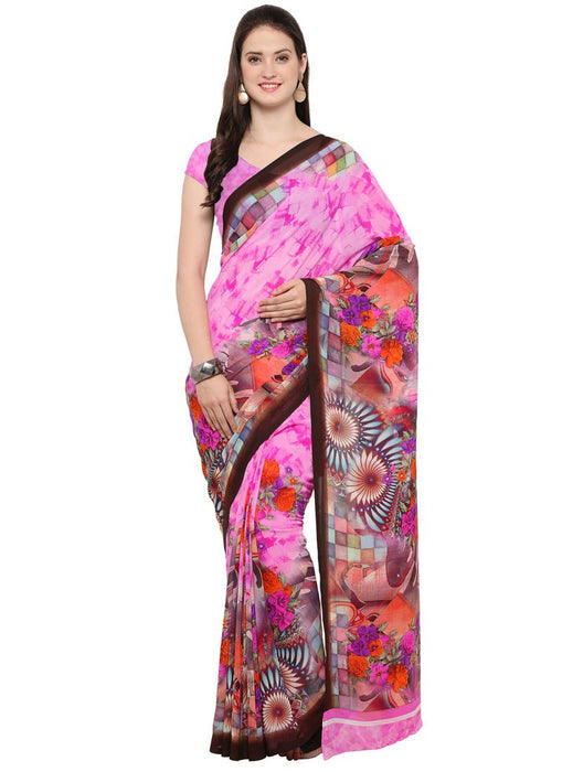 Pink,Multi Color Georgette Saree only in Bigswipe