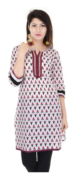 Cotton 40-60 Straight Plain Round Neck Kurti only in Bigswipe