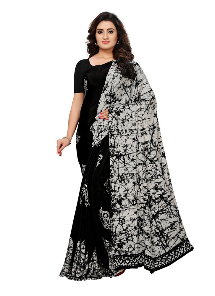 Black, Grey Color  Crepe Saree only in Bigswipe