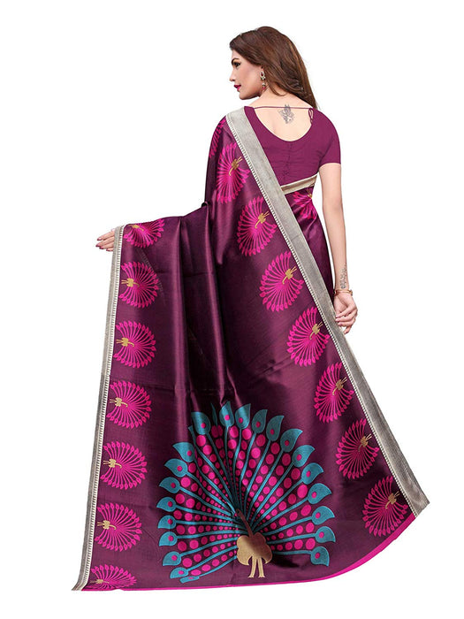 Purple, Multi Color Poly Silk Saree