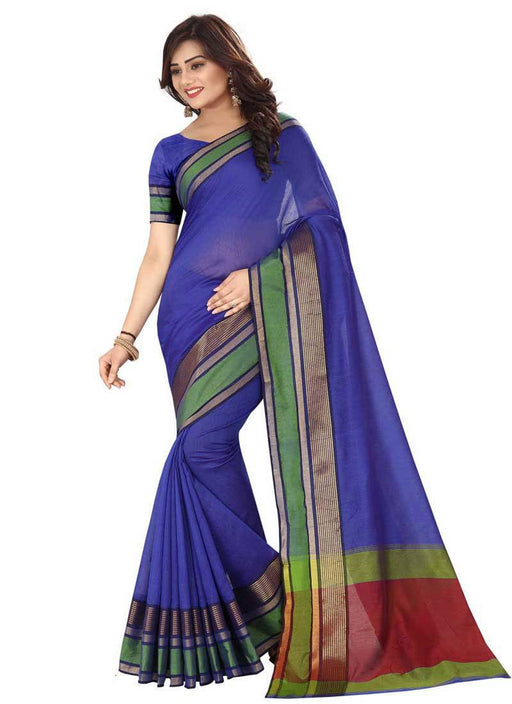 Navy Blue Color Cotton Silk Saree only in Bigswipe