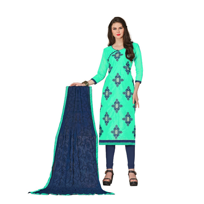 Chanderi Fabric Sea Green Color Dress Material only in Bigswipe