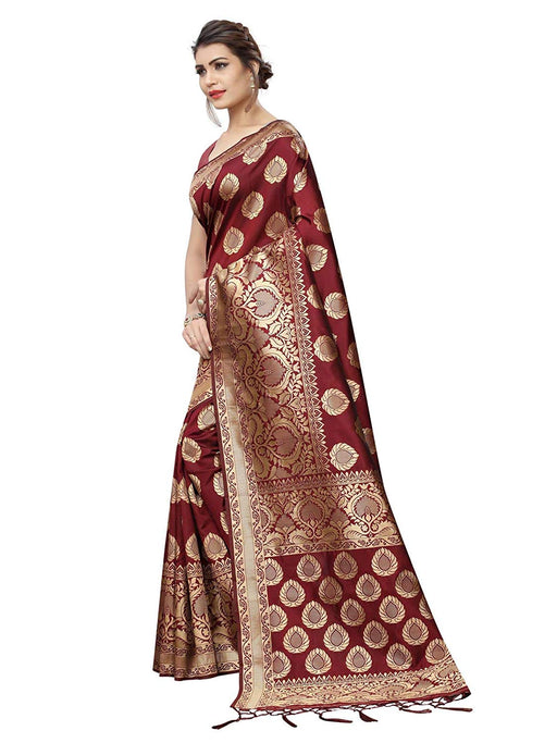 Maroon Color Poly Silk Saree only in Bigswipe