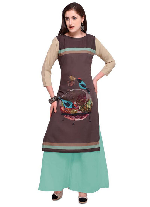 Green (Olive Green), Multi Color Digital Printed Poly Cotton Kurti only in Bigswipe