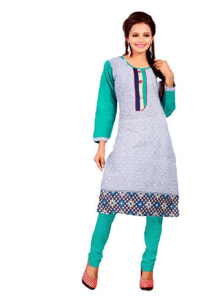 Grey &amp; Turquoise Printed Women&rsquo;s Kurta only in Bigswipe