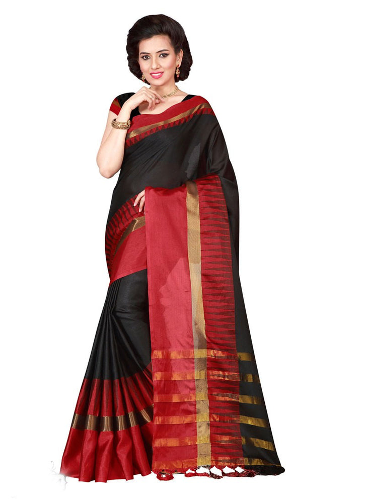 Black, Red Color Poly Silk Saree only in Bigswipe