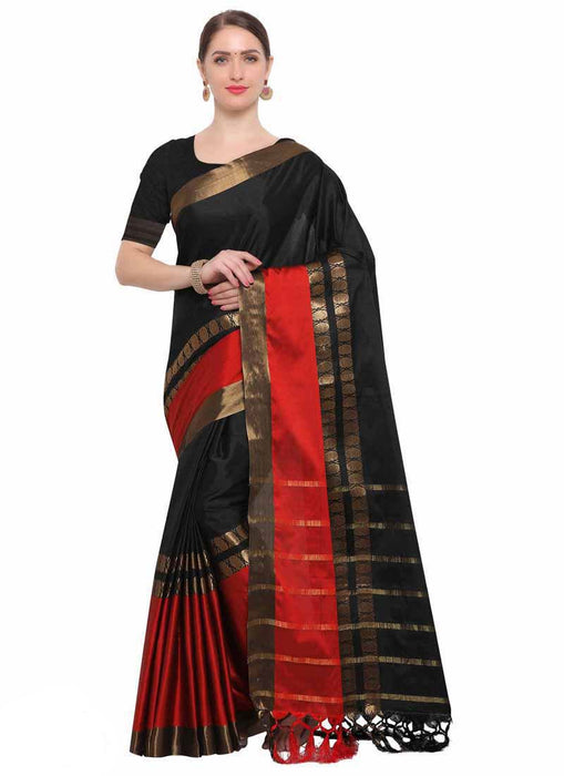 Black, Red Color Poly Silk Saree only in Bigswipe