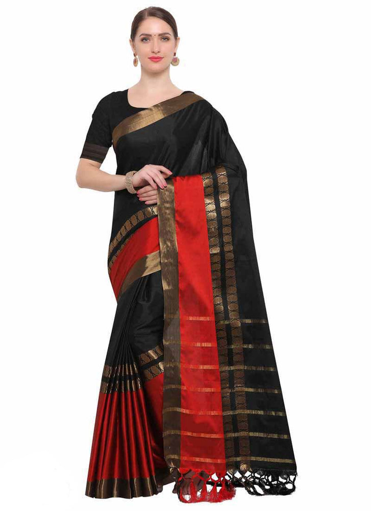 Black, Red Color Poly Silk Saree only in Bigswipe