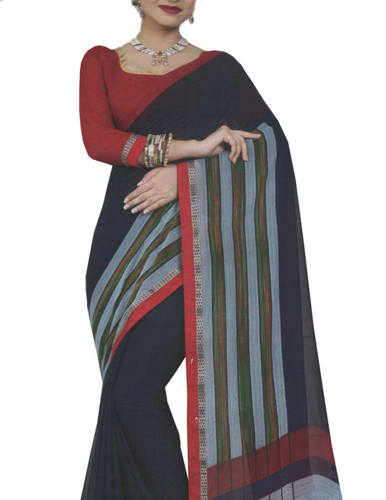 Chiffon Digital Color Printed Saree-Navy Blue only in Bigswipe