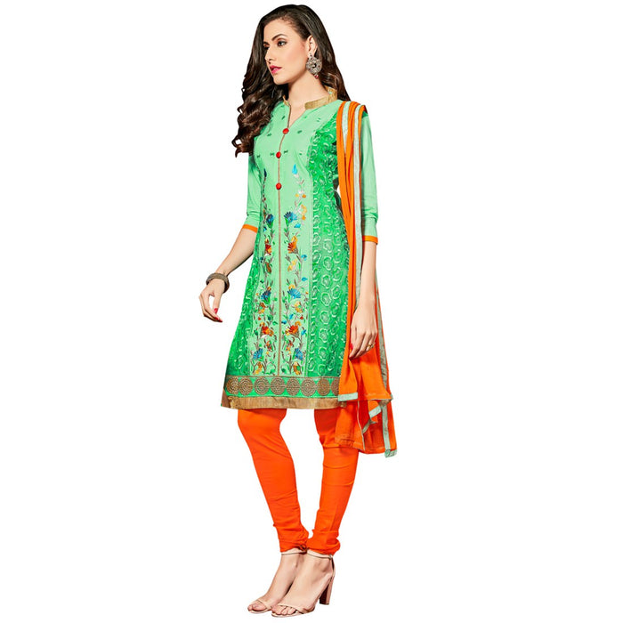 Glaze Cotton Fabric Green  Color Dress Material only in Bigswipe