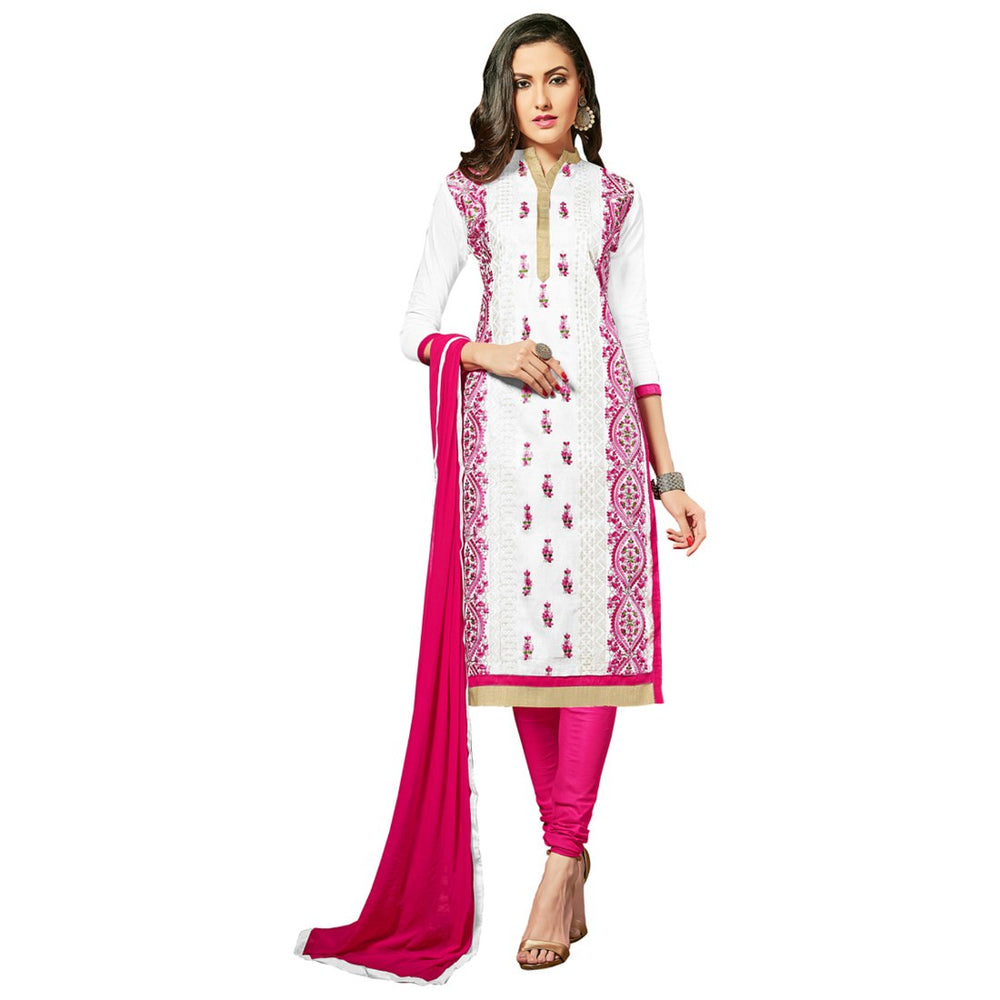 Glaze Cotton Fabric White Color Dress Material only in Bigswipe