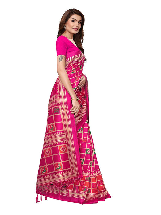 Pink, Multi Color Poly Silk Saree only in Bigswipe