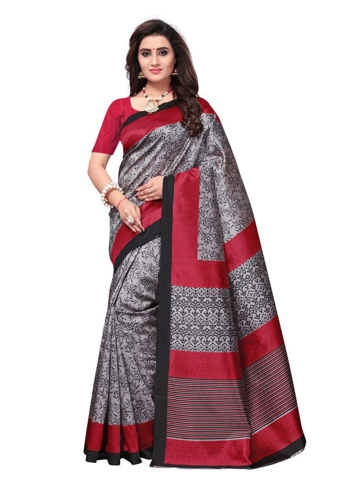 Black, Grey, Maroon Color  Poly Silk Saree only in Bigswipe