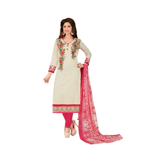 Chanderi Fabric Off White Color Dress Material only in Bigswipe