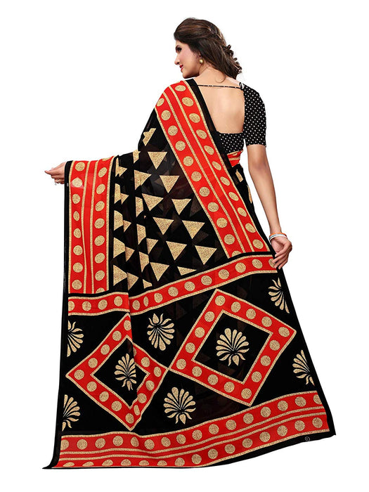 Black, Beige, Red Color Georgette Saree only in Bigswipe