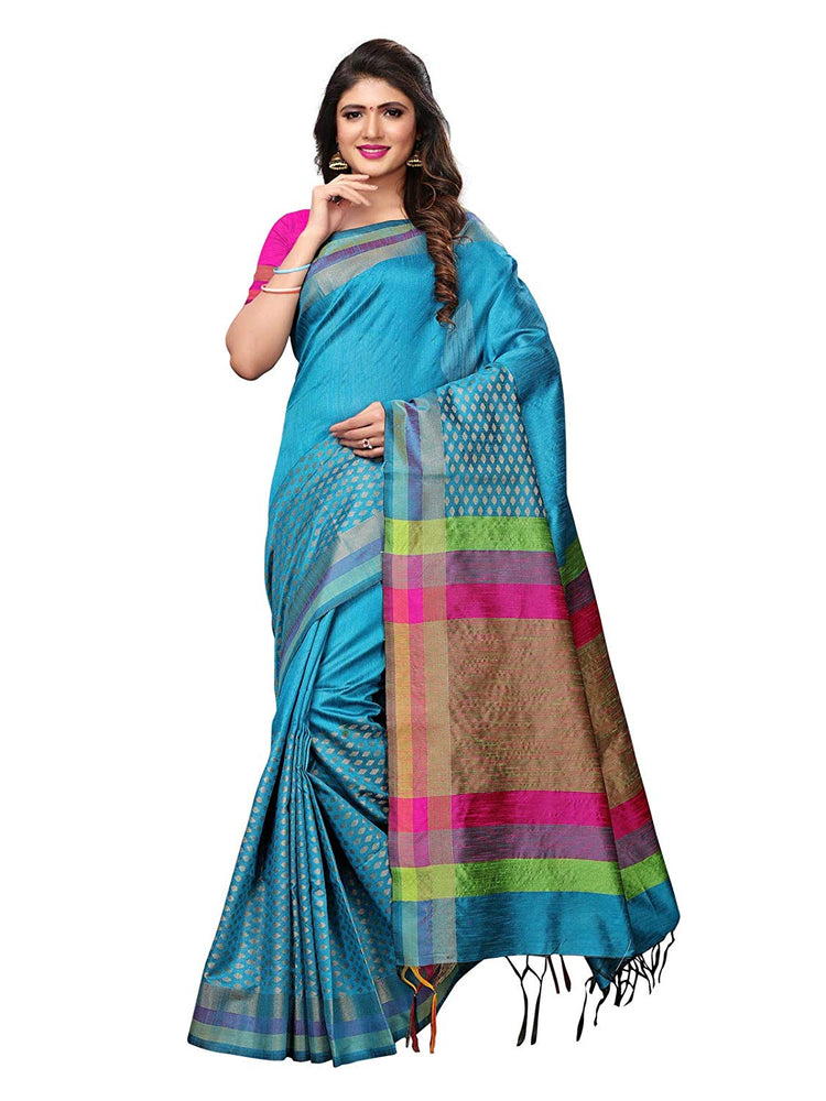 Blue Color Tussar Silk (Art Silk) Saree only in Bigswipe