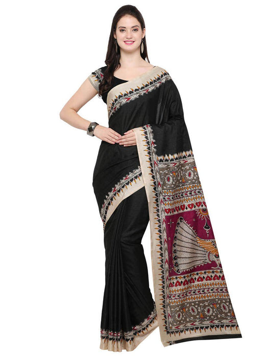 Black Color Tussar Silk Saree only in Bigswipe