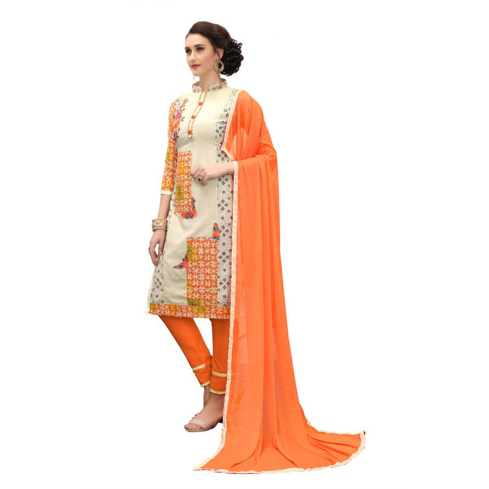 Chanderi Cotton Fabric Cream  Color Dress Material only in Bigswipe