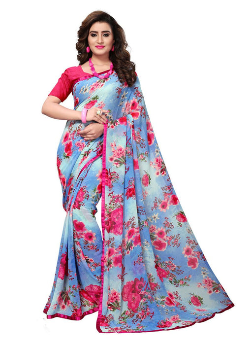 Blue, Multi Color  Georgette Saree only in Bigswipe