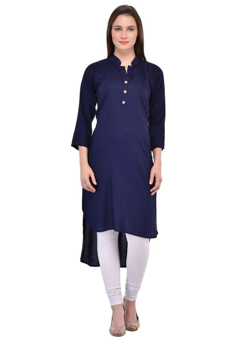 Navy Blue Color Buttons Rayon Kurti only in Bigswipe