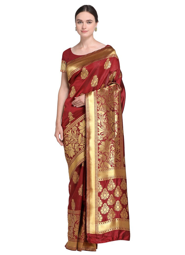 Maroon Color  Poly Silk Saree only in Bigswipe