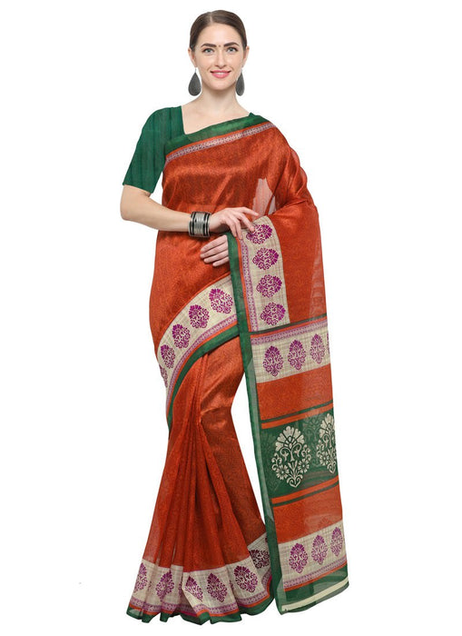 Orange, Multi Color Art Silk Saree only in Bigswipe