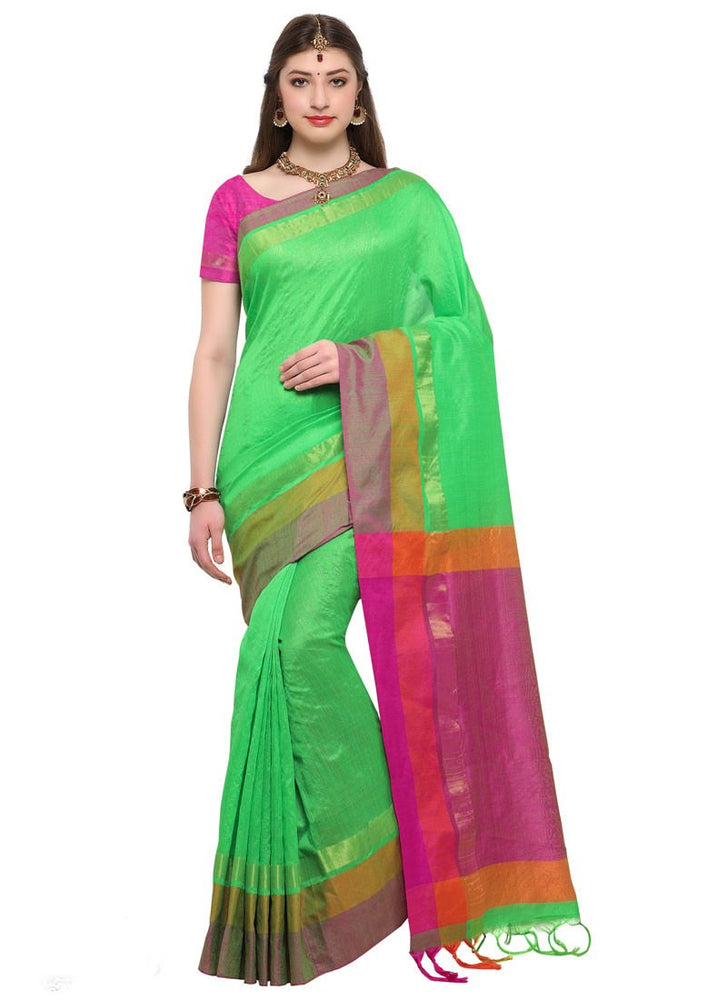 Green Color Bhagalpuri Saree only in Bigswipe