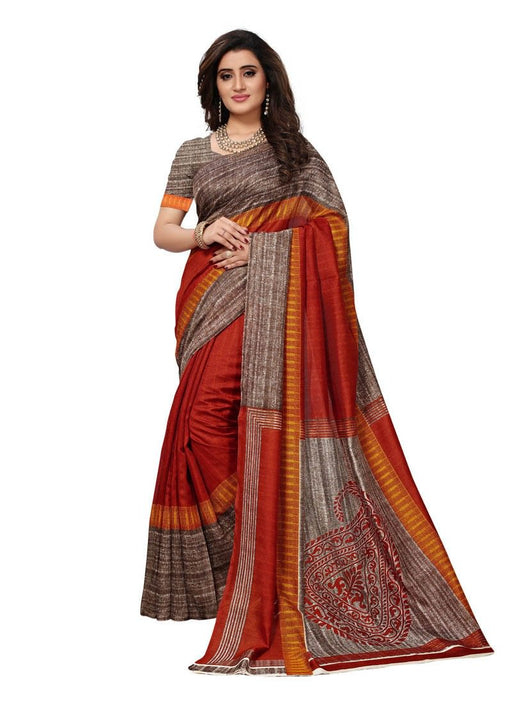 Brown, Coffee Color  Bhagalpuri Silk Saree only in Bigswipe