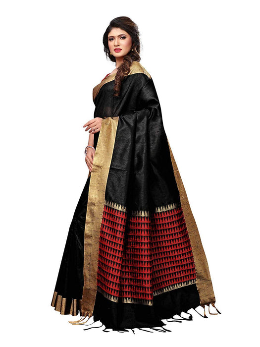 Black Color Tussar Silk (Art Silk) Saree only in Bigswipe