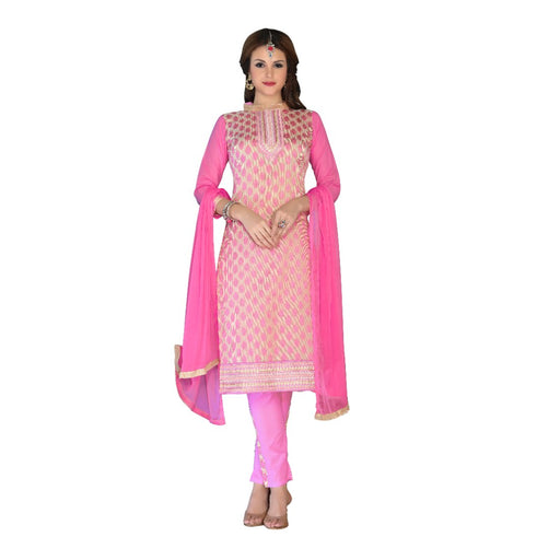 Glaze Cotton Fabric Light Pink Color Dress Material only in Bigswipe