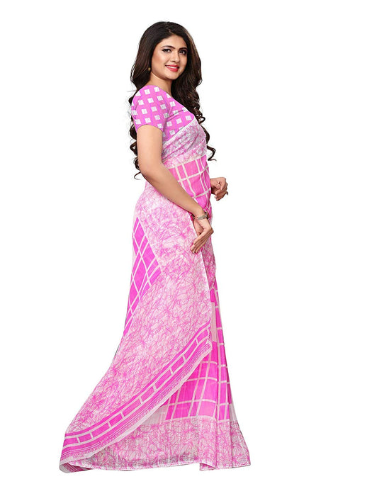 Pink, White Color Georgette Saree only in Bigswipe