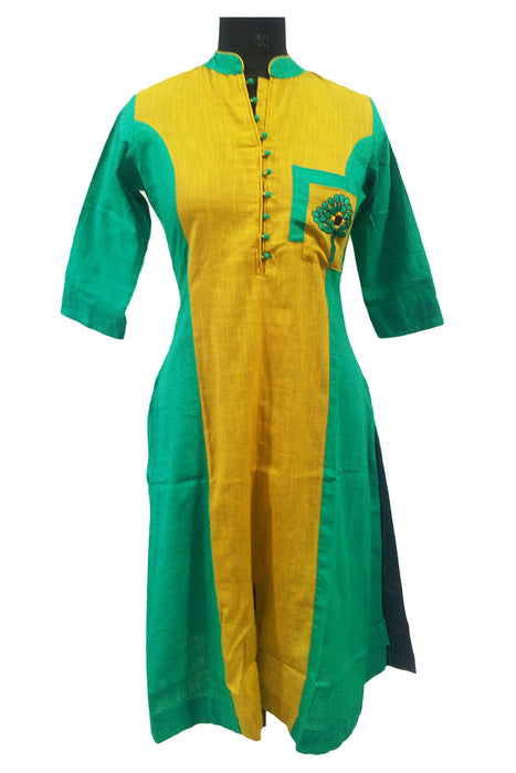 Long Straight Embroidery Kurti With Cotton Slub only in Bigswipe