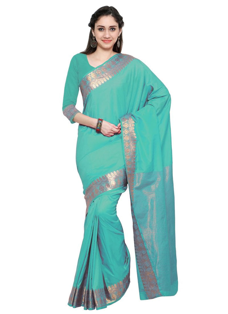 Green Color Chanderi Cotton Saree only in Bigswipe