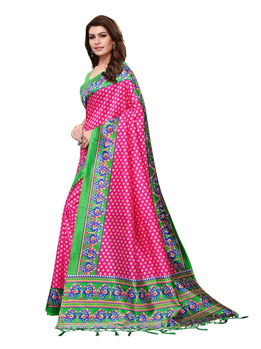 Pink, Green, Multi Color Poly Silk Saree only in Bigswipe