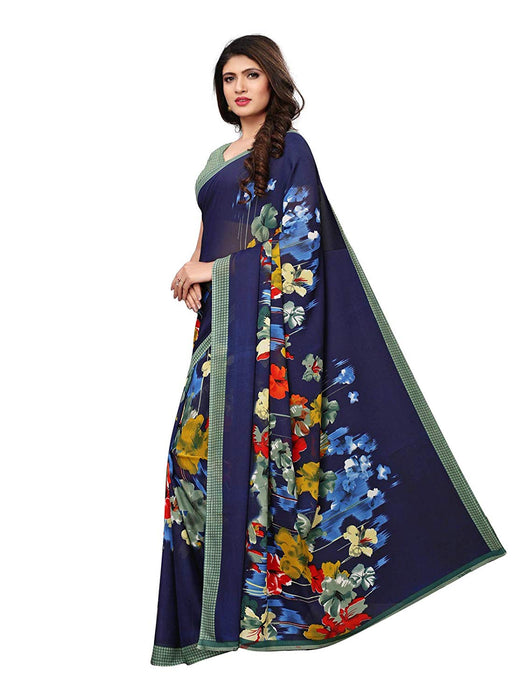 Navy Blue, Multi Color Georgette Saree only in Bigswipe