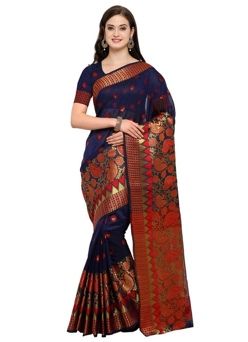 Navy Blue, Maroon Color  Chanderi Silk Saree only in Bigswipe