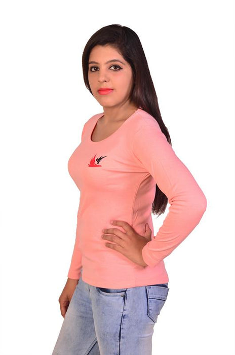 Women's Solid Full Sleeve T-Shirt Top Casual Wear