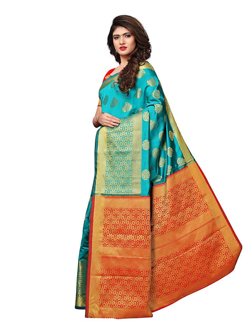 Turquoise Color Poly Silk Saree