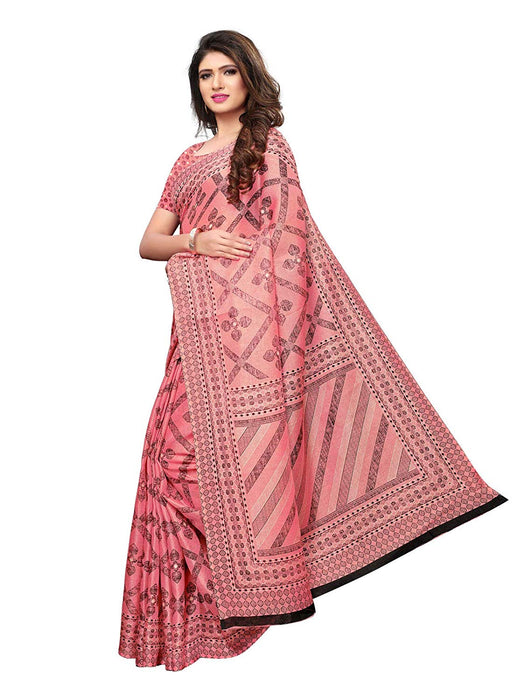 Peach, Multi Color Poly Silk Saree only in Bigswipe