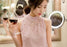 Summer Women Beading Chiffon Blouse Sleeveless Office lady Pearl Turtleneck Shirt Korean Women Tops Plus Size S-3XL Pink/White only in Bigswipe