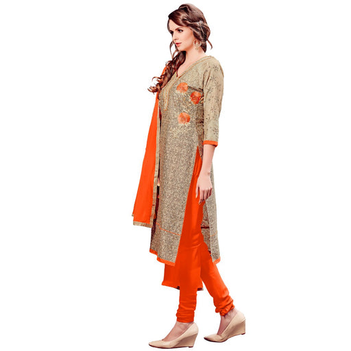 Cotton Fabric Beige Color Dress Material only in Bigswipe